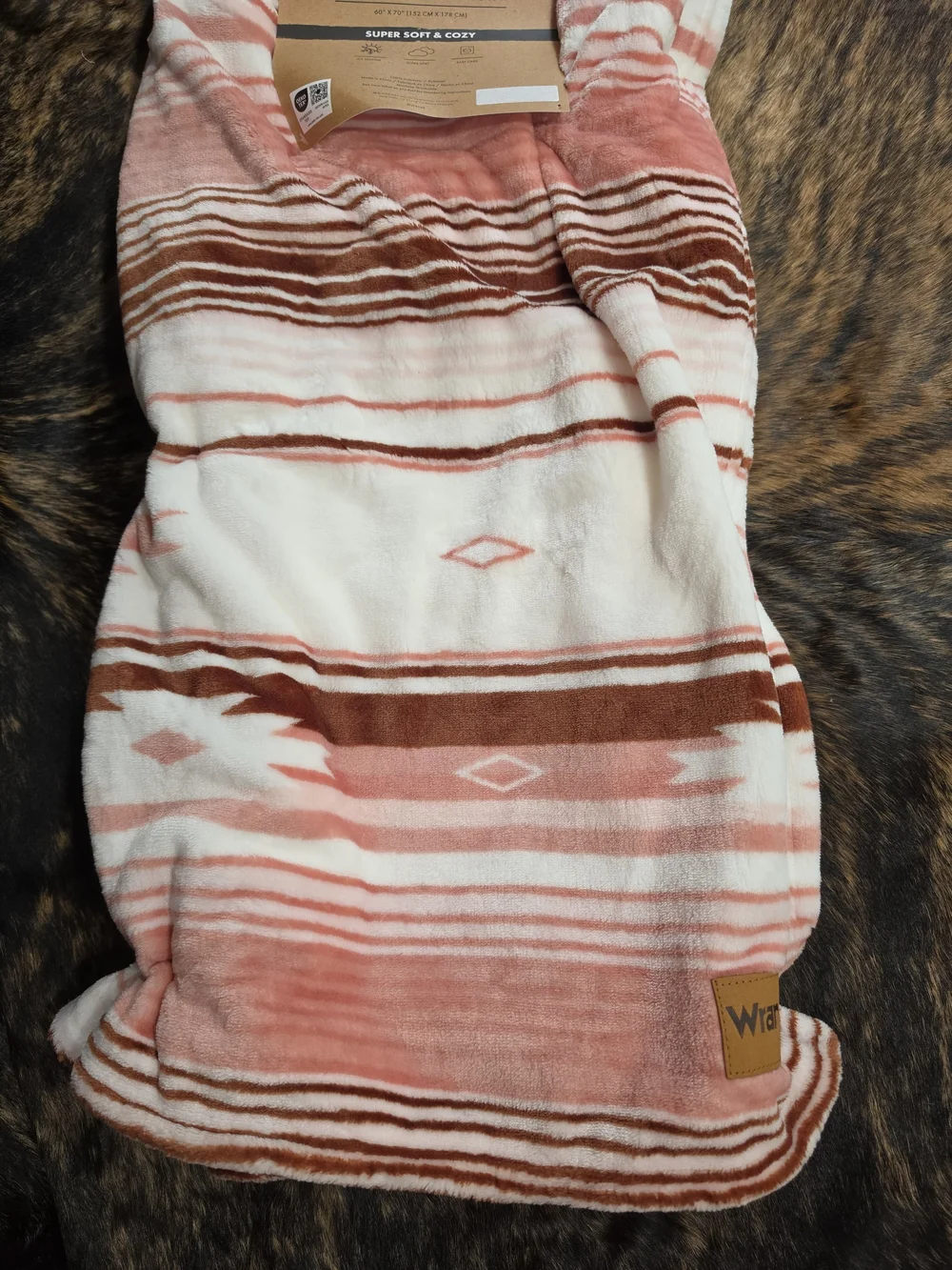 Wrangler Oversized Plush Throw - Pink Southwestern Stripe